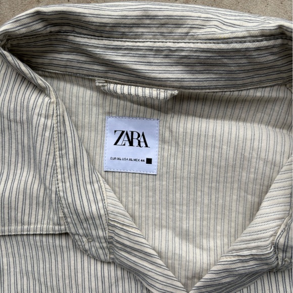 Zara cream striped button up shirt - Picture 2 of 5